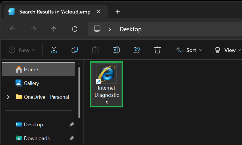 Double-click to run Internet Diagnostics